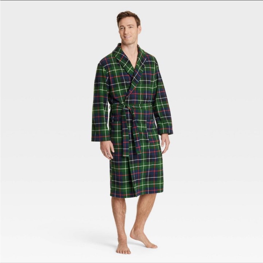 Goodfellow & Co men’s micro fleece plaid robe Large/XL New with tags